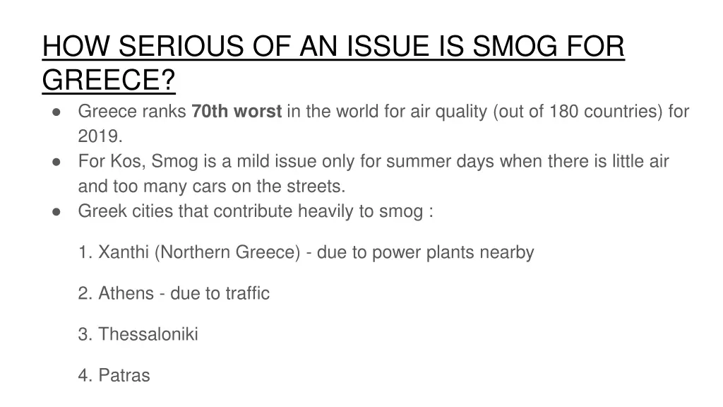 how serious of an issue is smog for greece greece