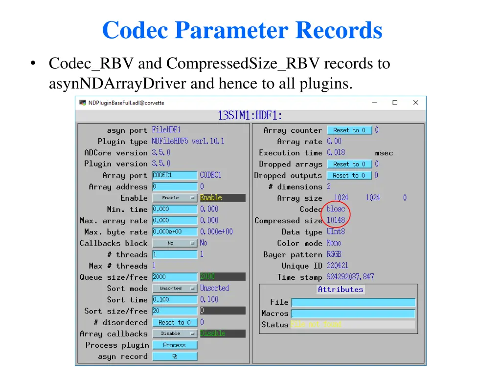codec parameter records
