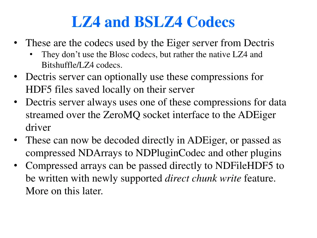 lz4 and bslz4 codecs