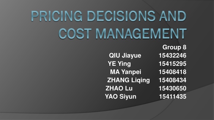pricing decisions and pricing decisions and cost