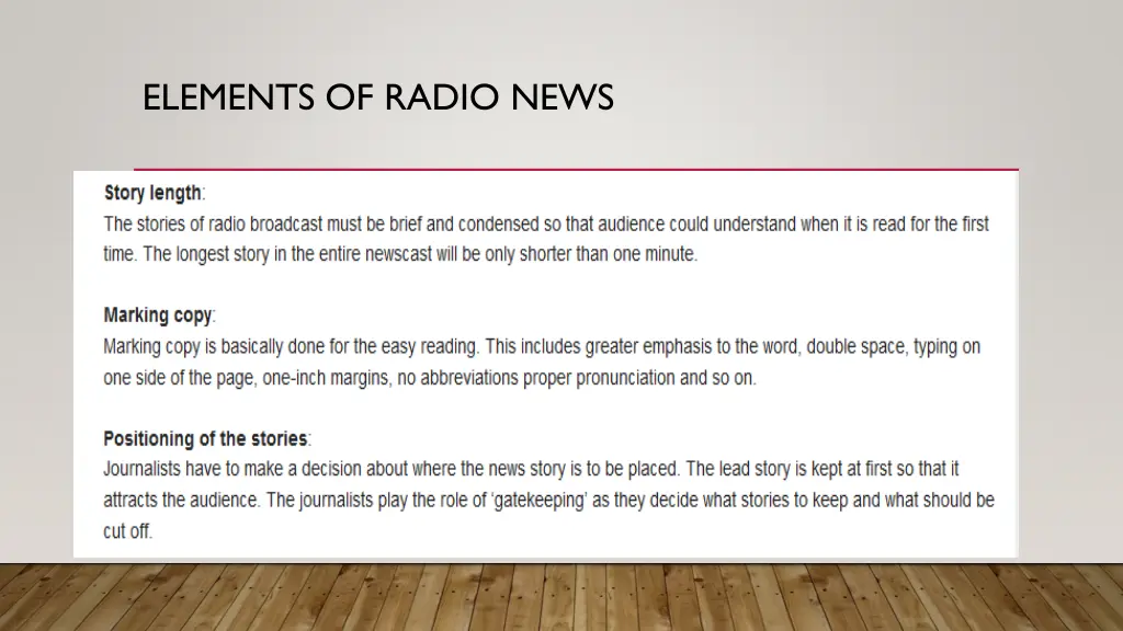 elements of radio news