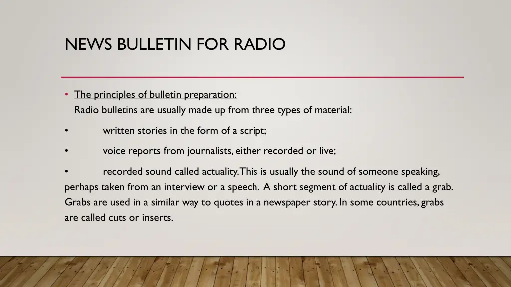 news bulletin for radio