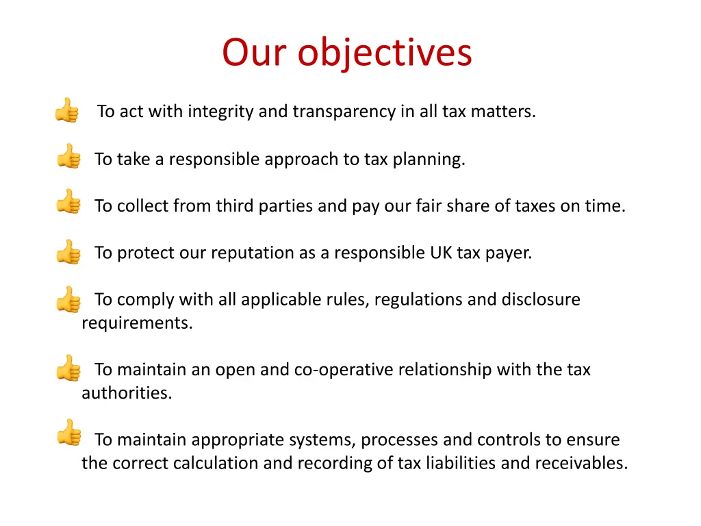 our objectives