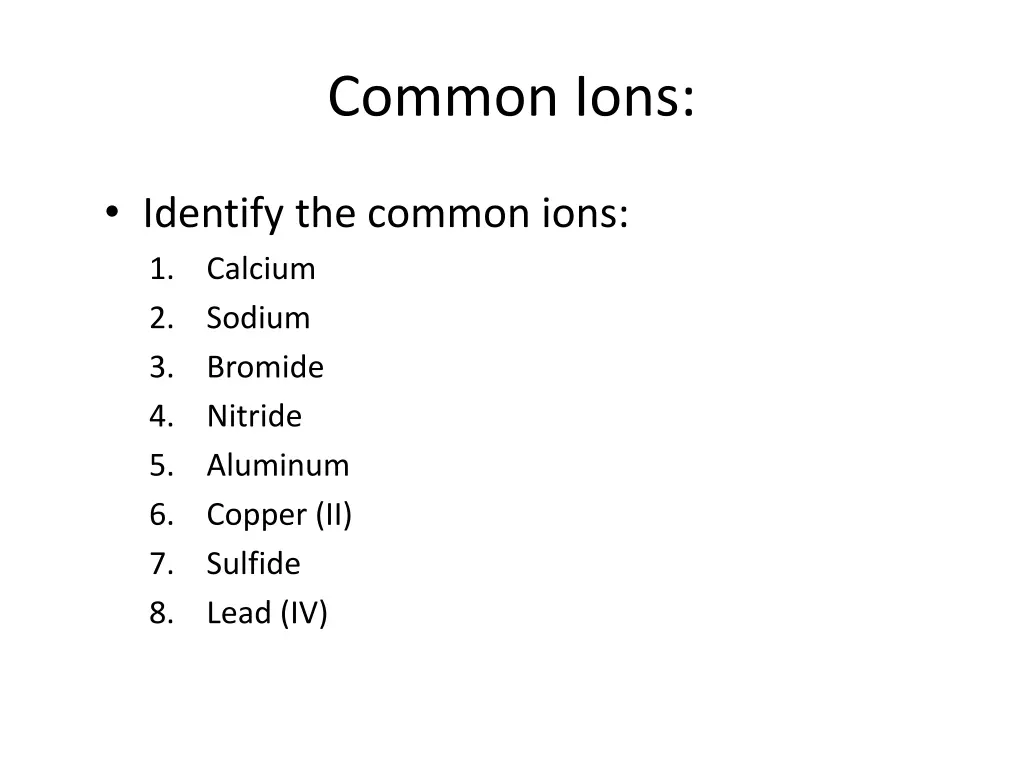 common ions