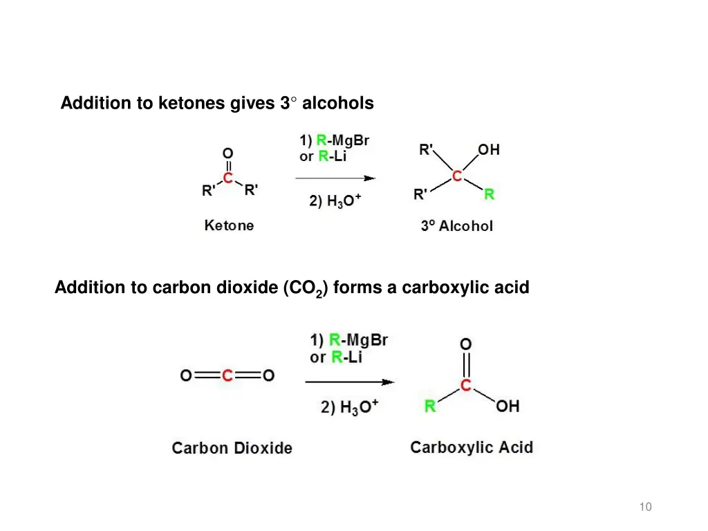 addition to ketones gives 3 alcohols