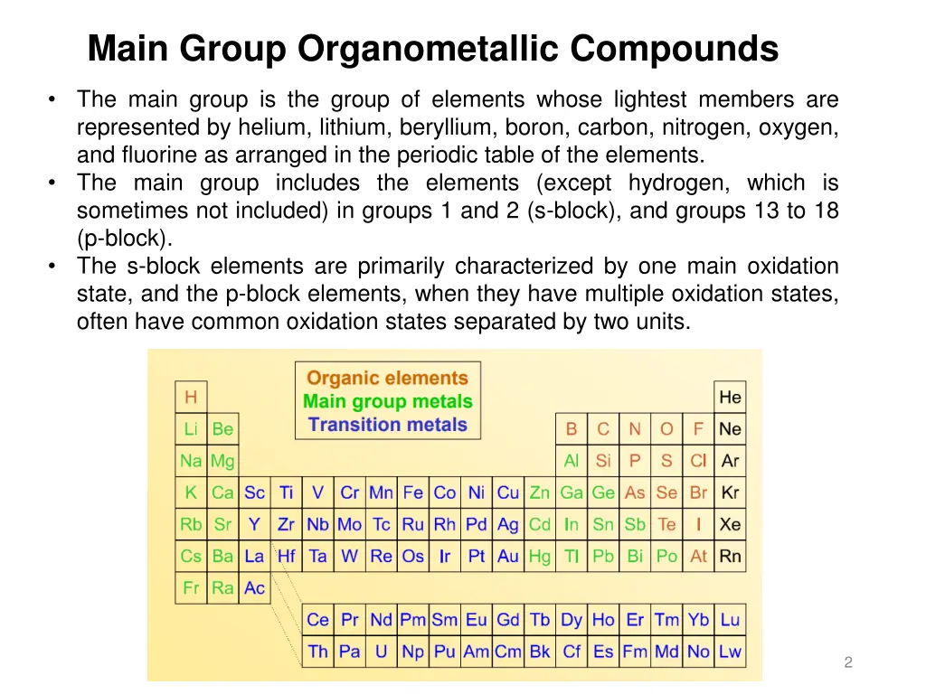 main group organometallic compounds 1