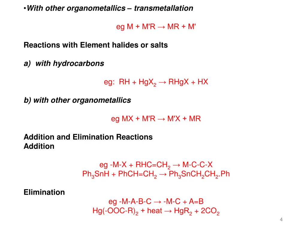 with other organometallics transmetallation