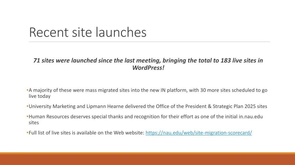 recent site launches