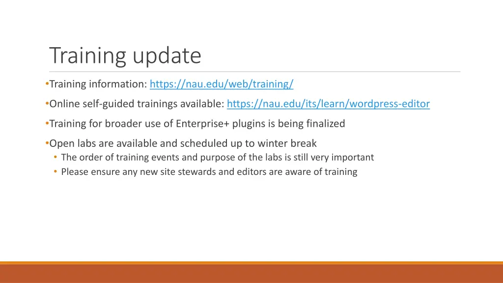 training update