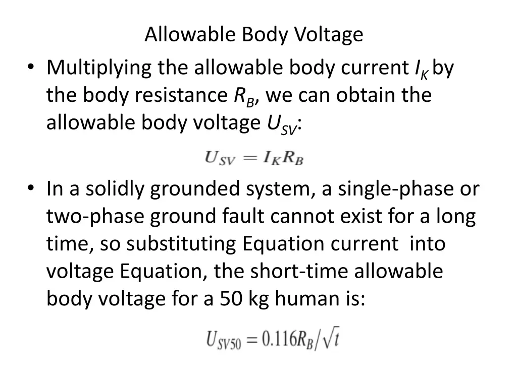 allowable body voltage