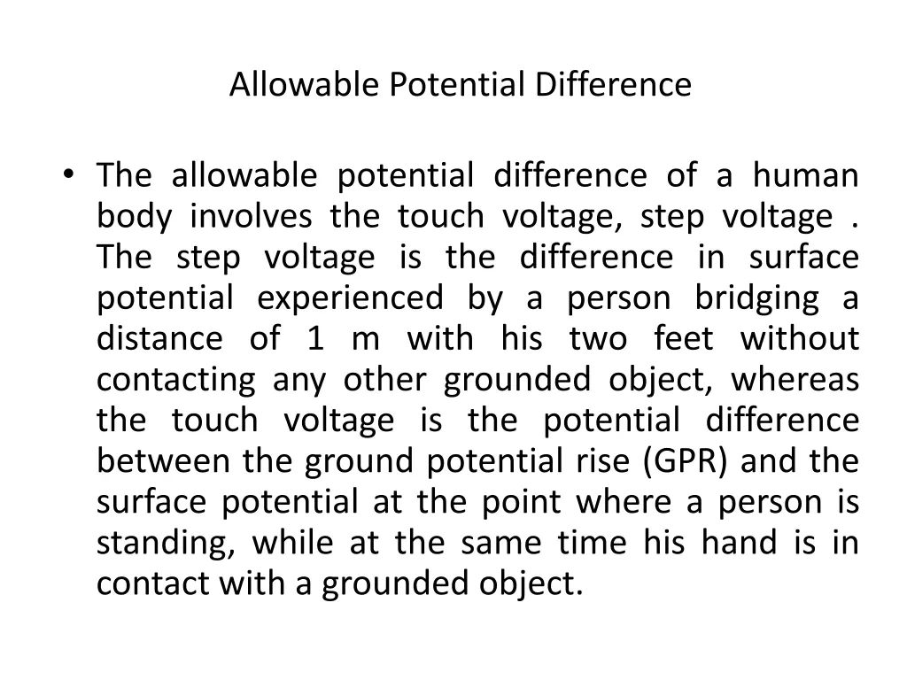 allowable potential difference