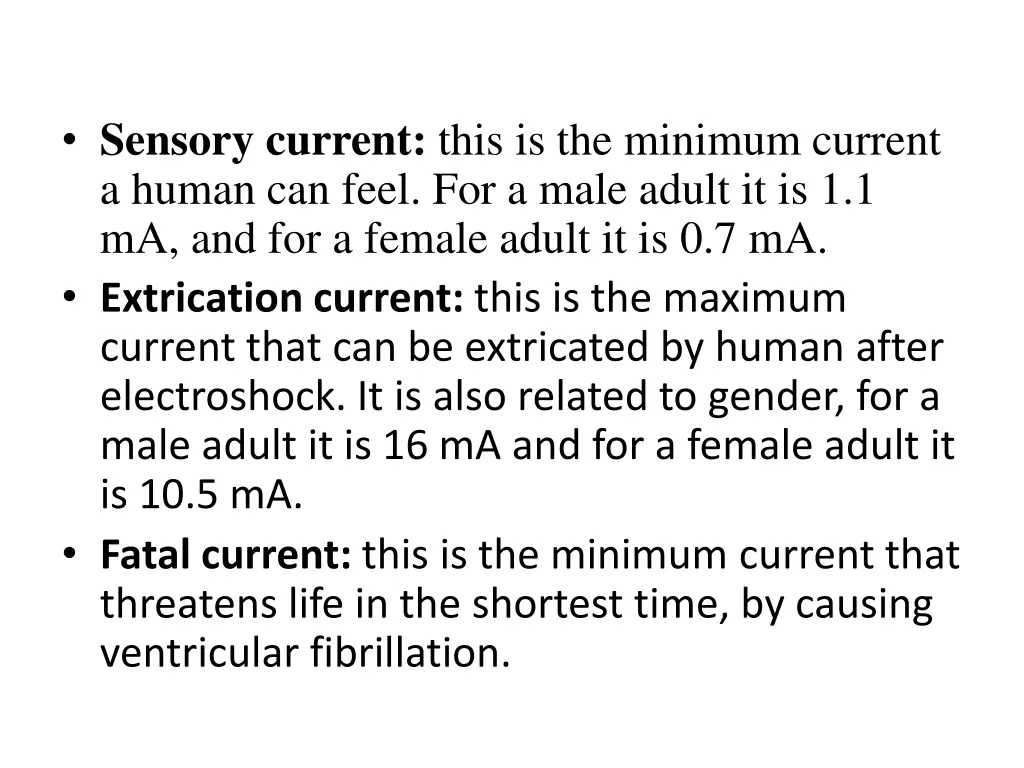 sensory current this is the minimum current