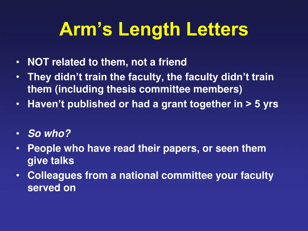 arm s length letters