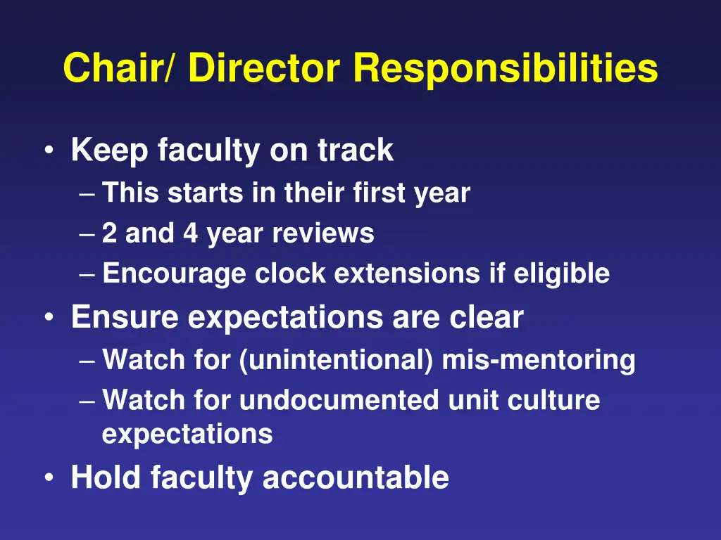 chair director responsibilities