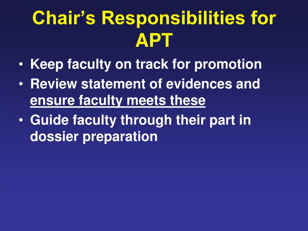 chair s responsibilities for apt keep faculty