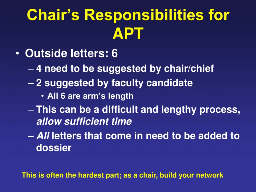 chair s responsibilities for apt outside letters