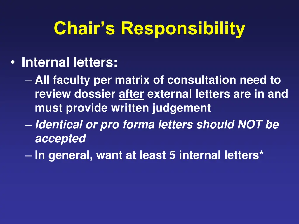 chair s responsibility