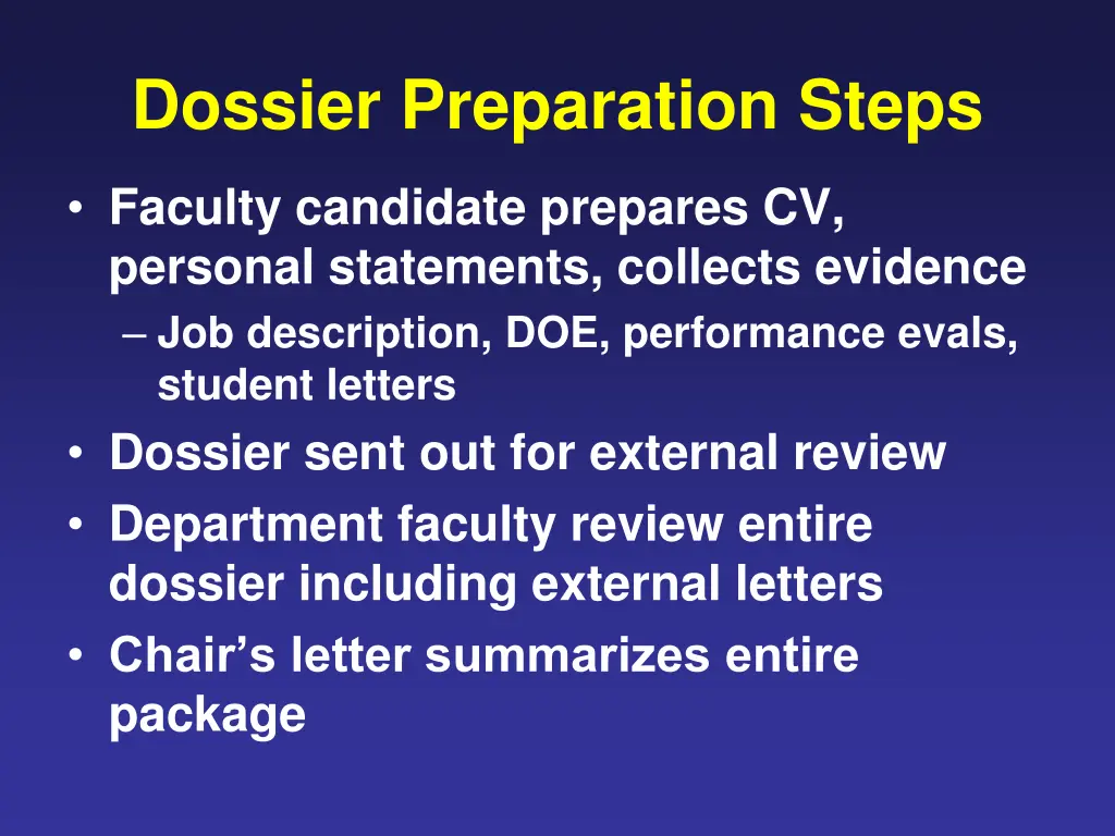 dossier preparation steps