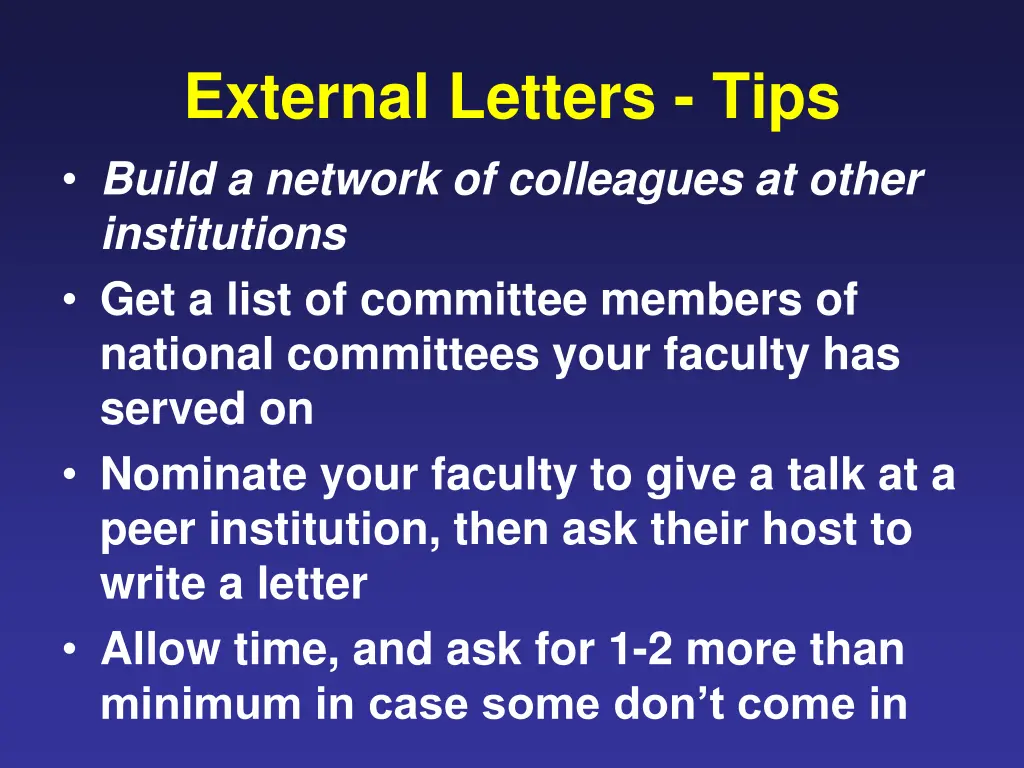 external letters tips build a network