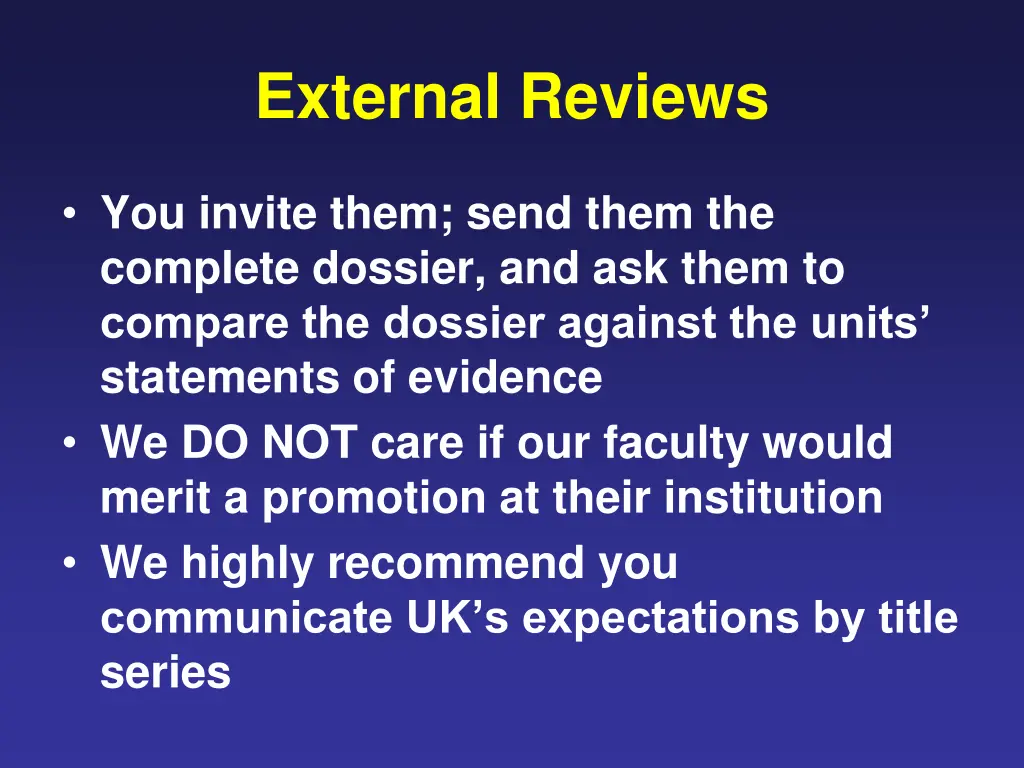 external reviews