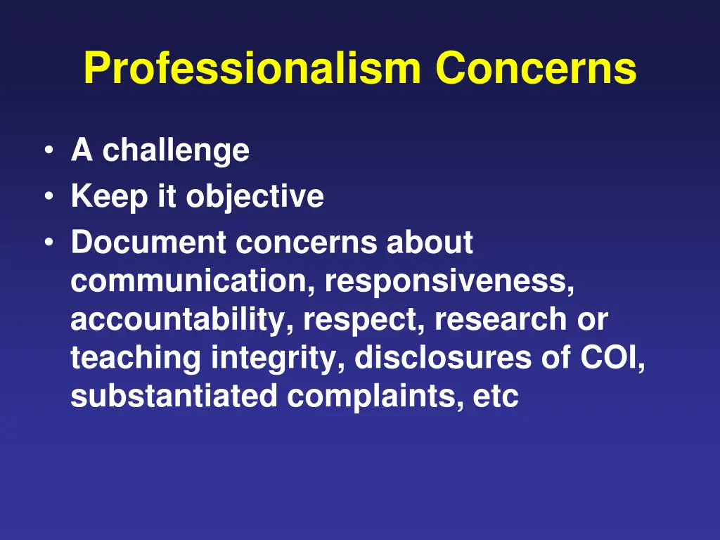 professionalism concerns