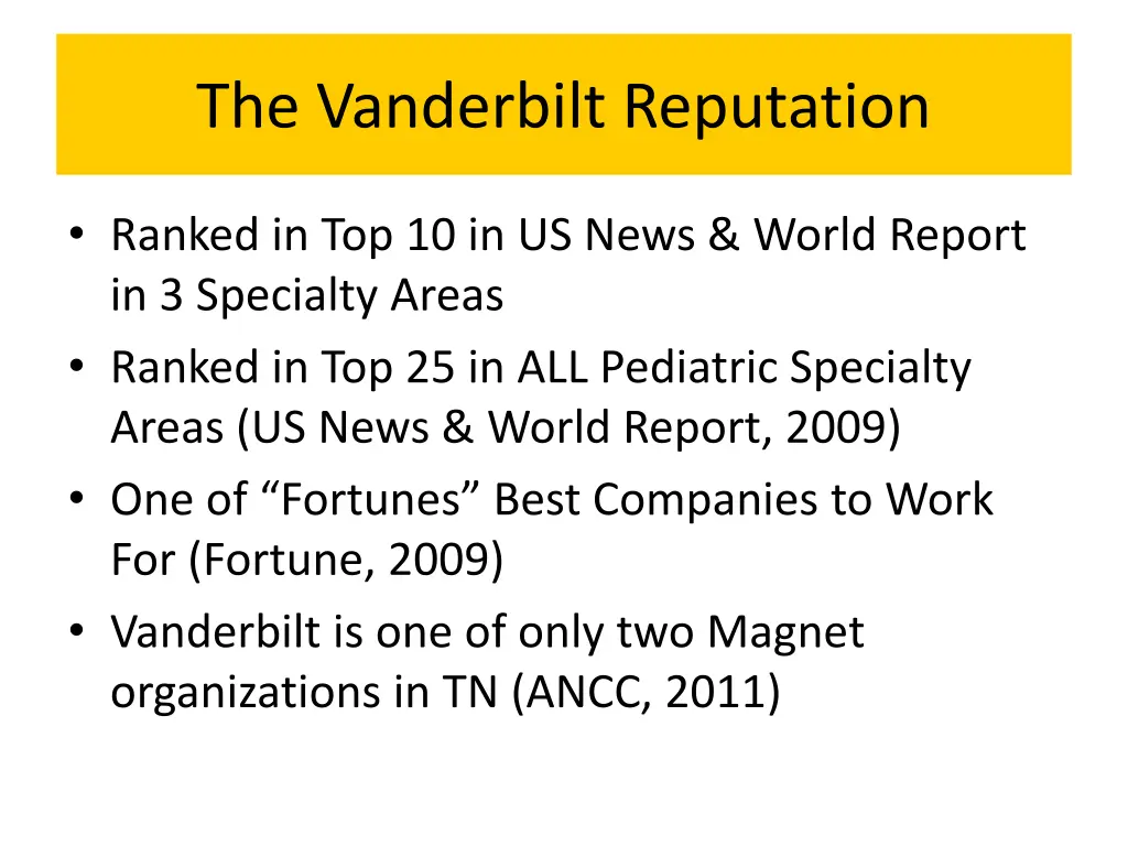 the vanderbilt reputation