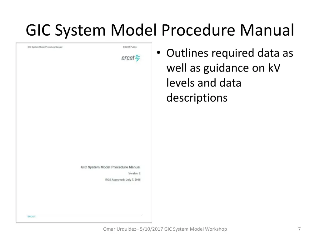 gic system model procedure manual outlines