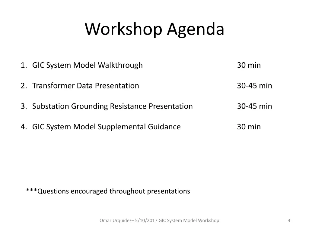 workshop agenda