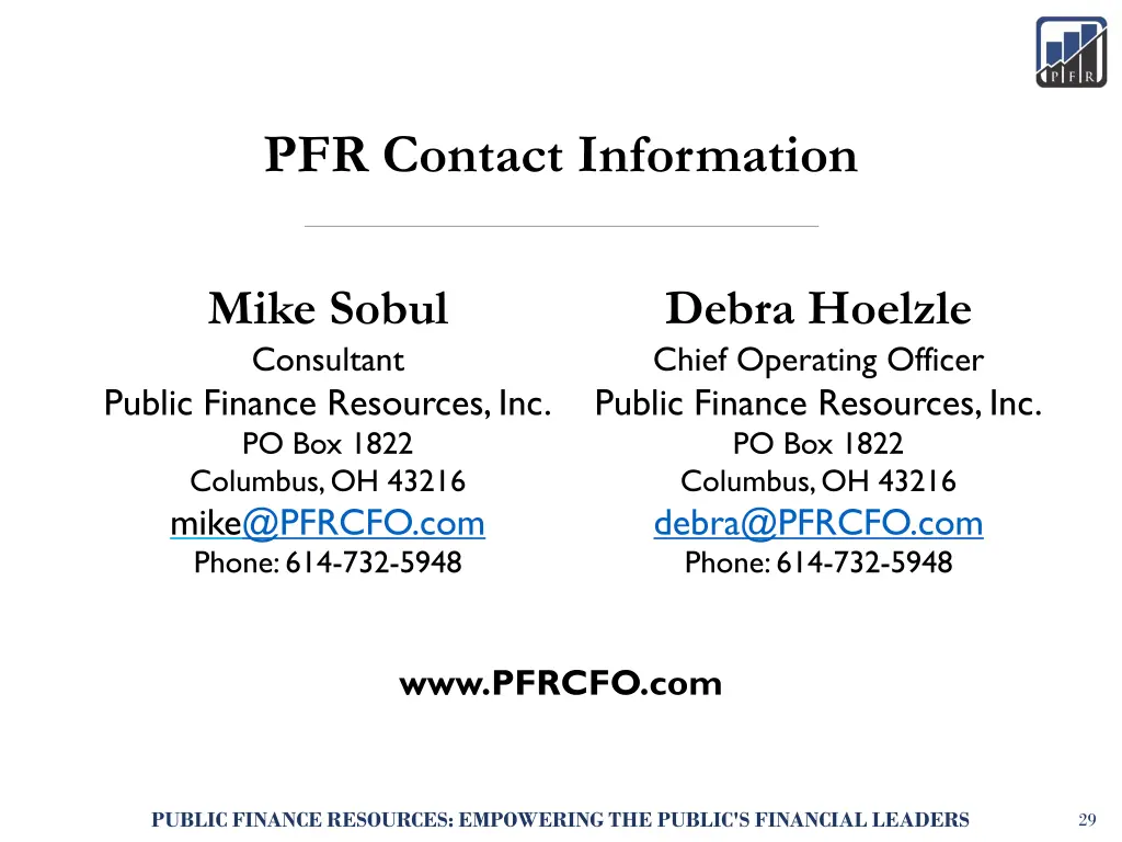 pfr contact information