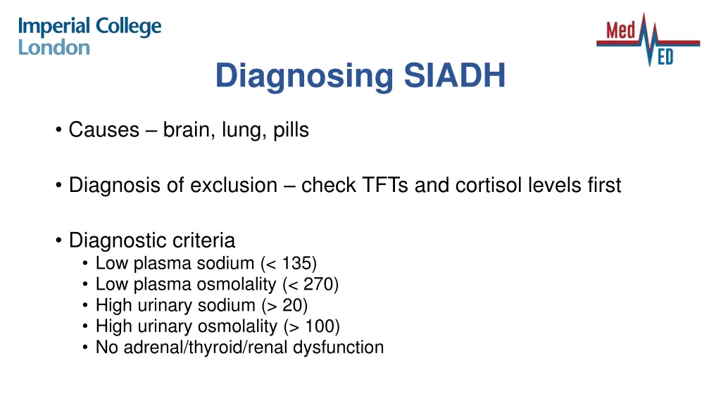 diagnosing siadh