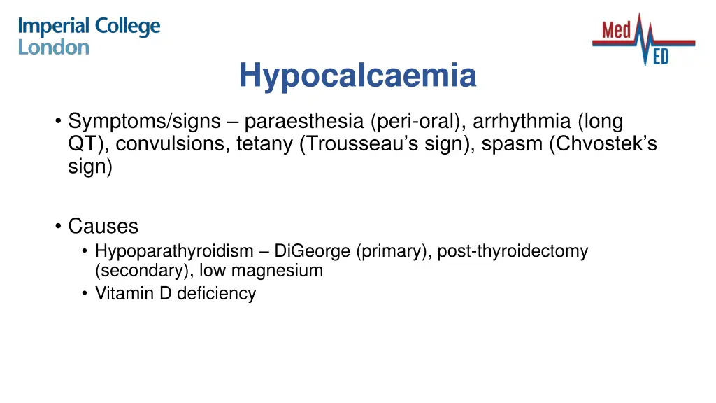 hypocalcaemia