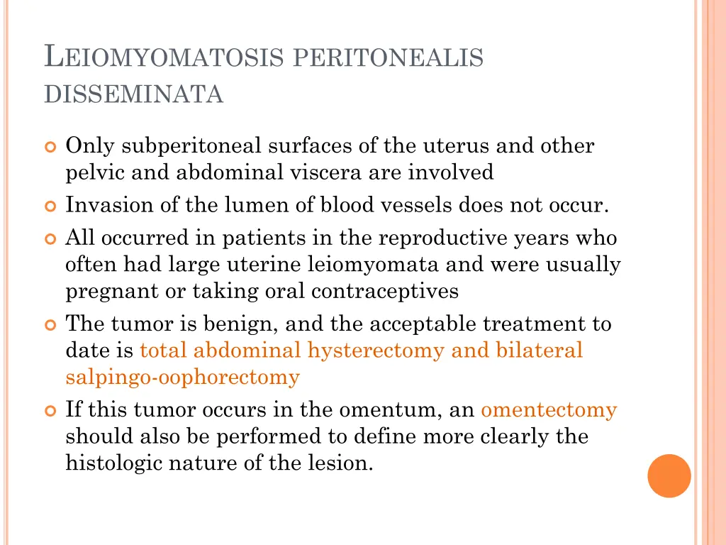l eiomyomatosis peritonealis disseminata