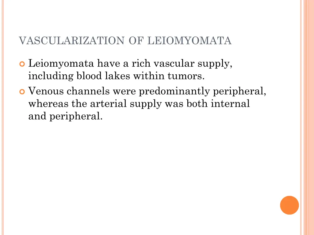 vascularization of leiomyomata
