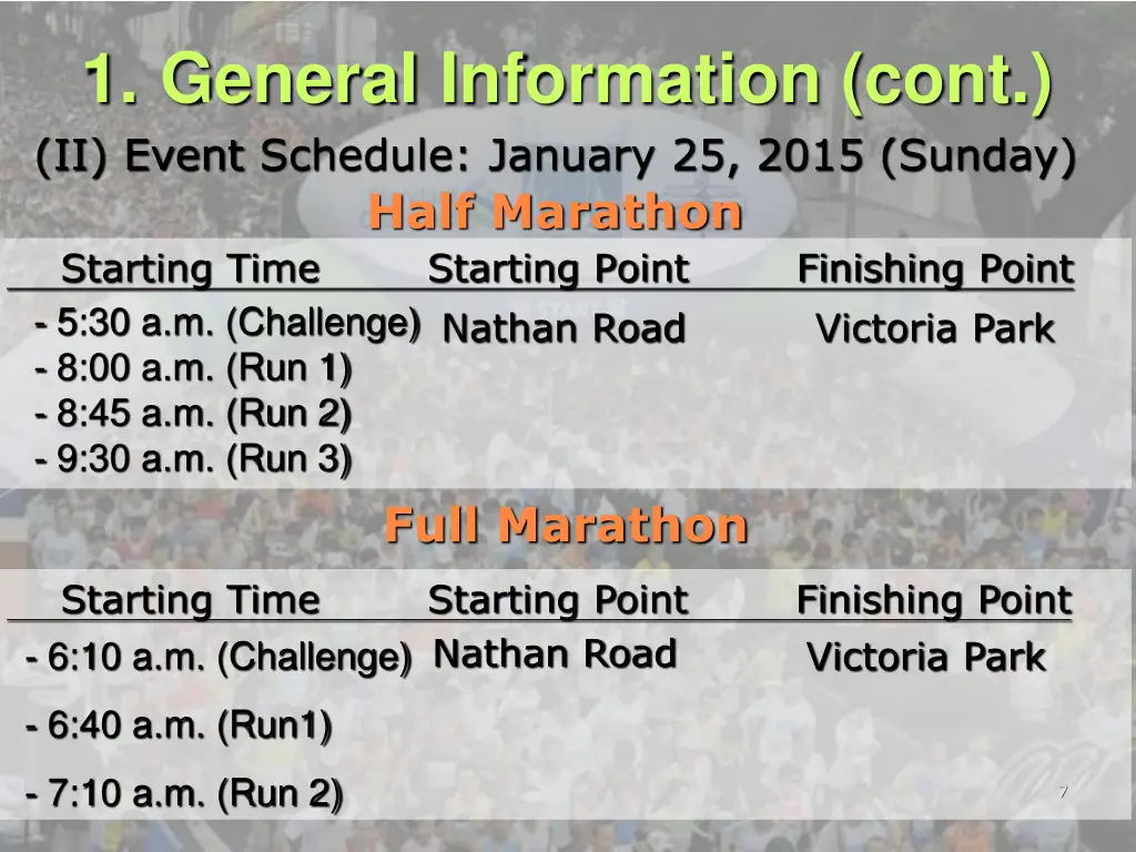 1 general information cont ii event schedule 1