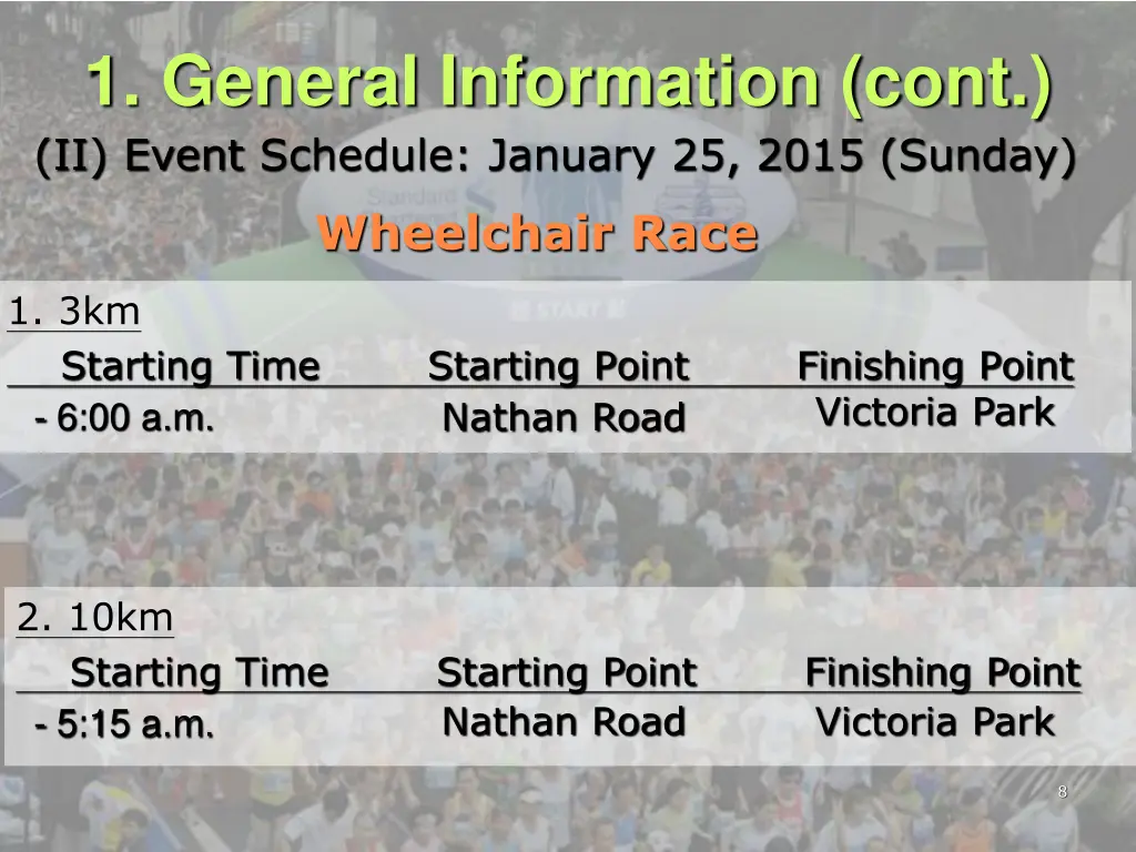 1 general information cont ii event schedule 2