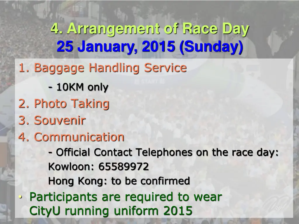 4 arrangement of race day 25 january 2015 sunday