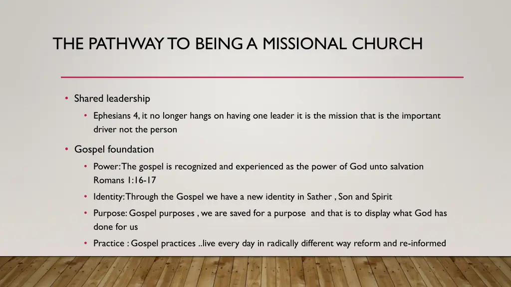 the pathway to being a missional church