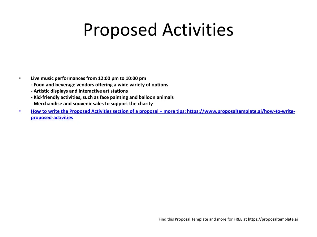 proposed activities