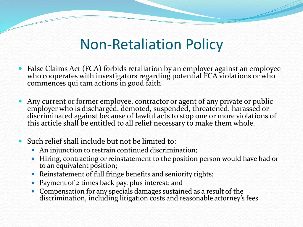non retaliation policy