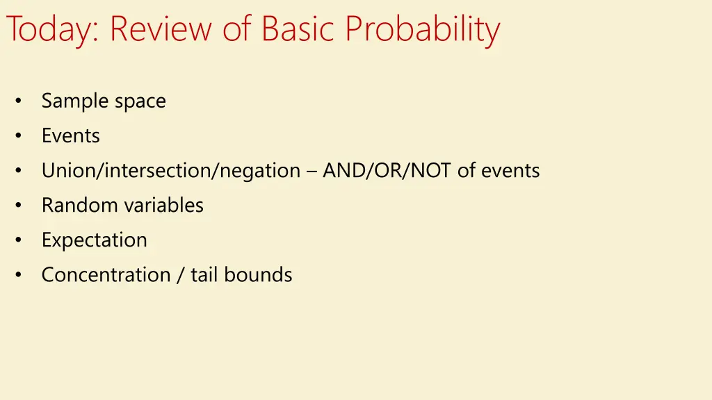 today review of basic probability