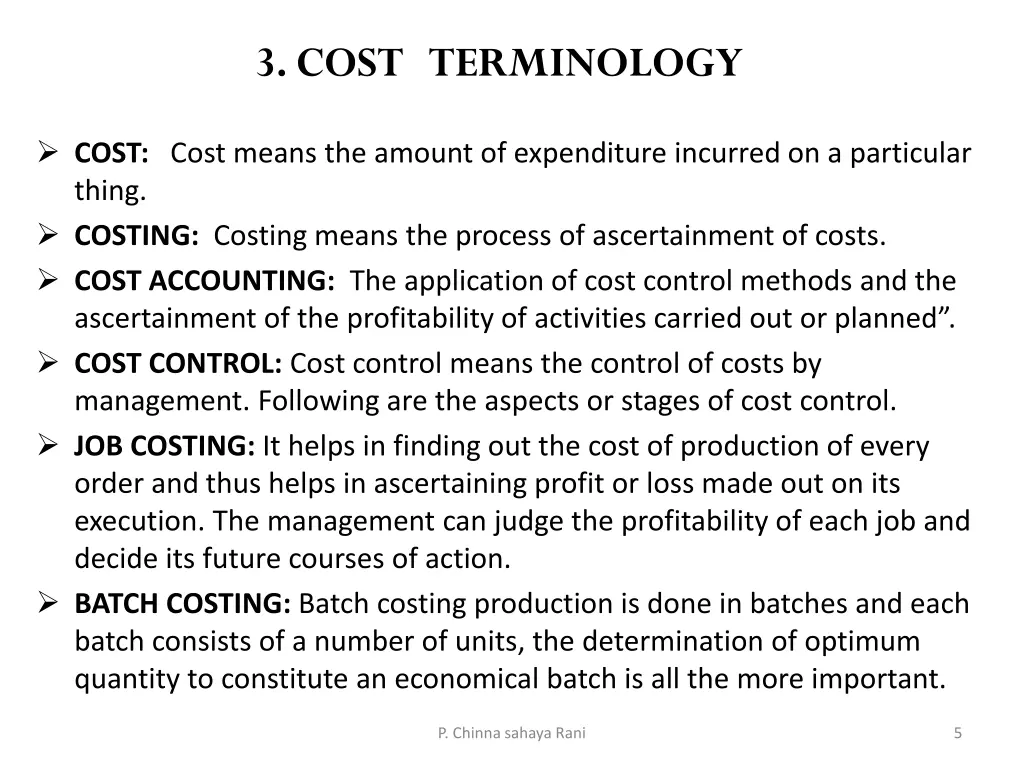 3 cost terminology