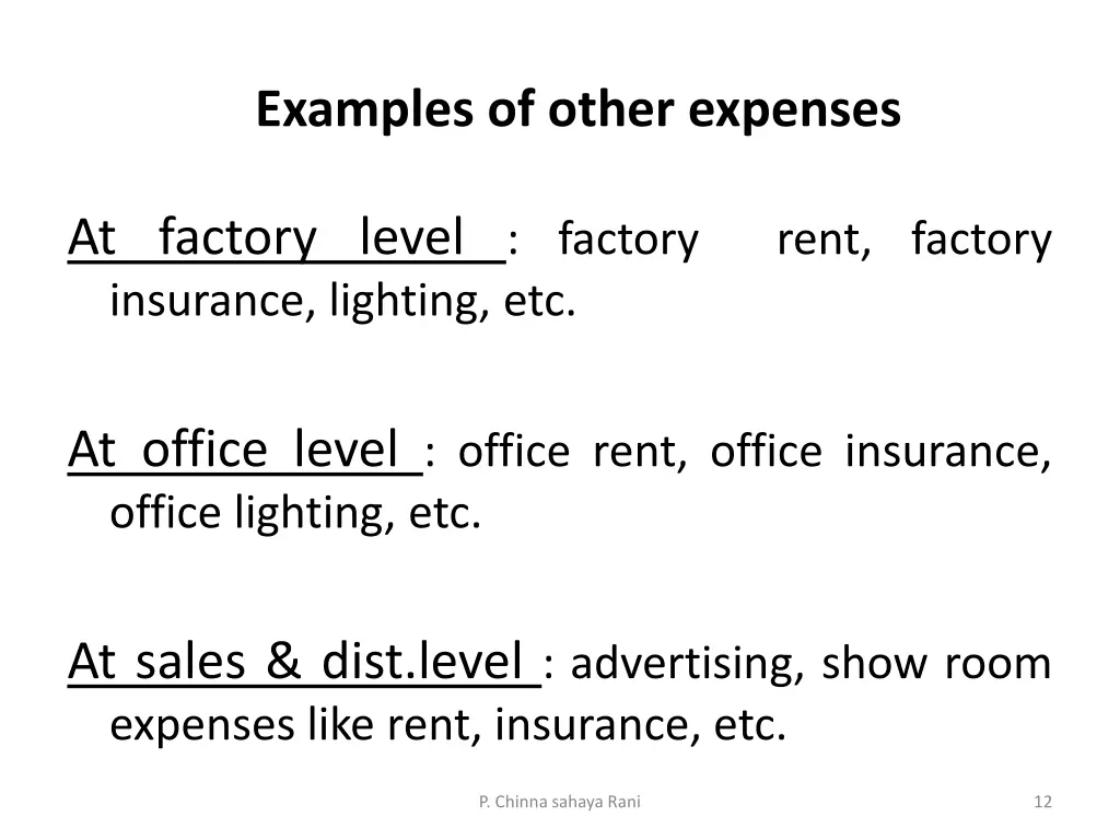 examples of other expenses