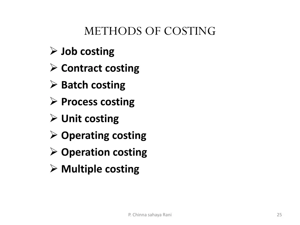 methods of costing job costing contract costing