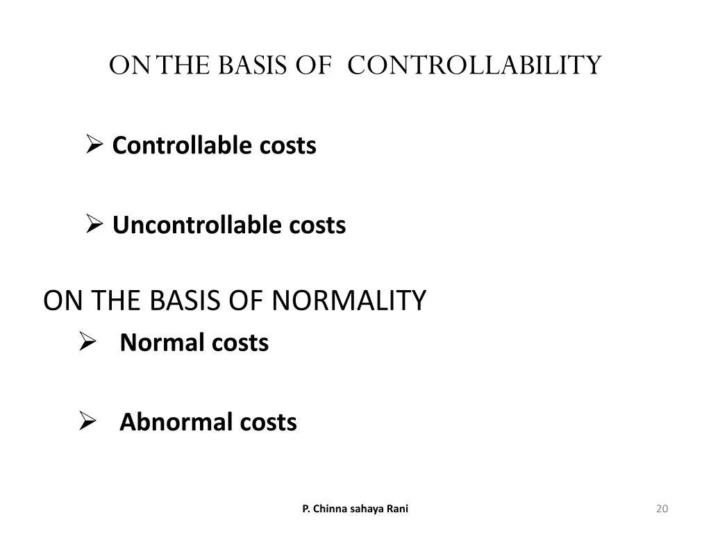 on the basis of controllability