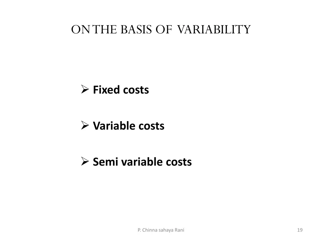 on the basis of variability