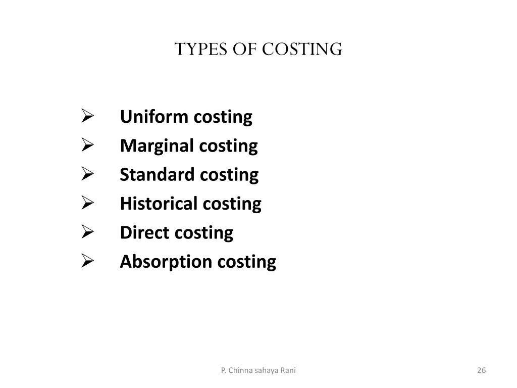 types of costing
