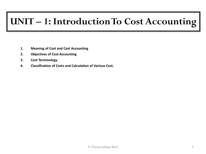 unit 1 introduction to cost accounting