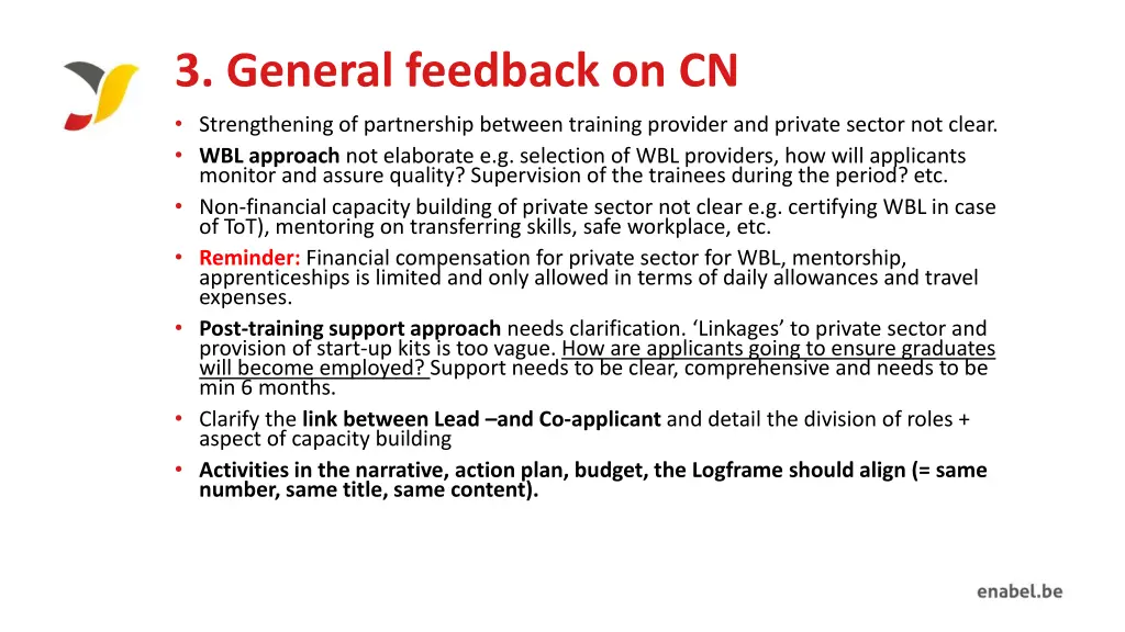 3 general feedback on cn strengthening