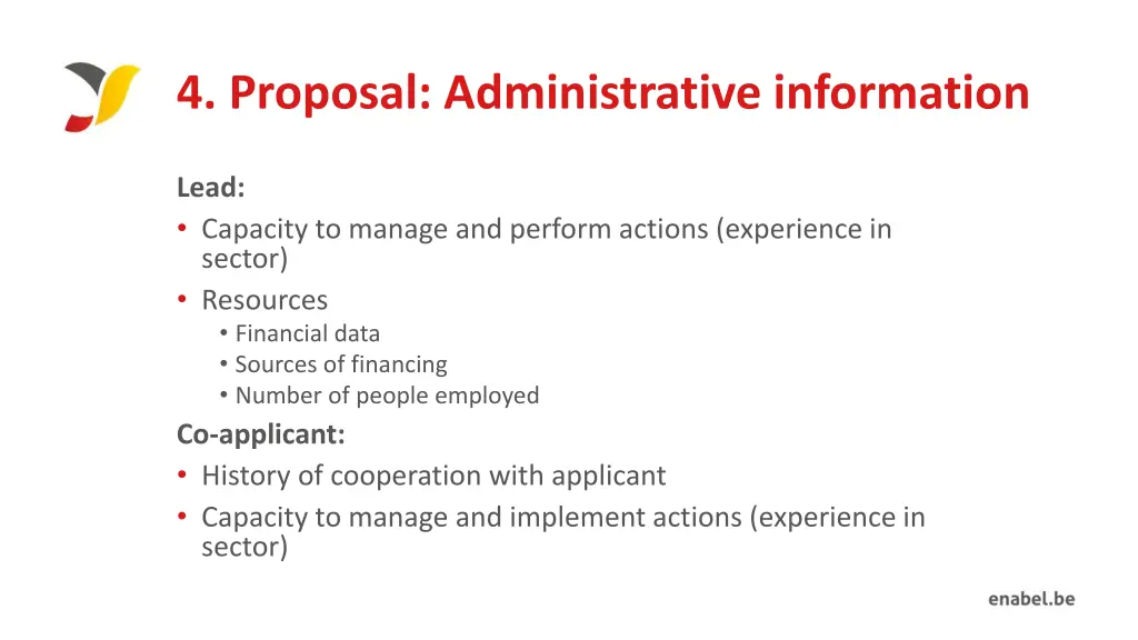 4 proposal administrative information