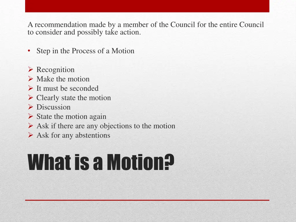a recommendation made by a member of the council